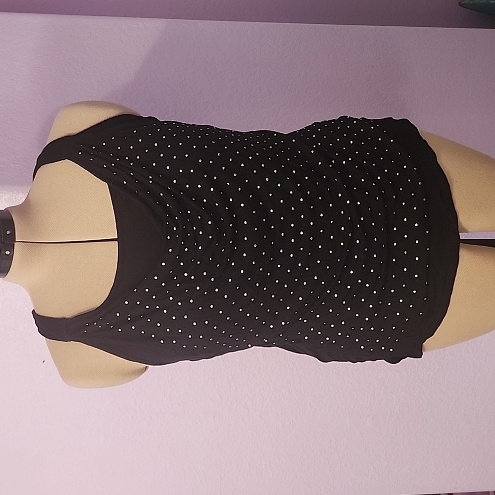 Rock & Republic Embelished Black Racerback Tank Top Size XL
